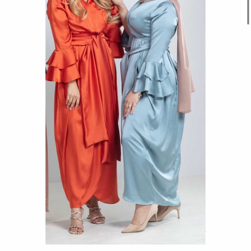 Modest Barbie Melana terracotta orange satin dress